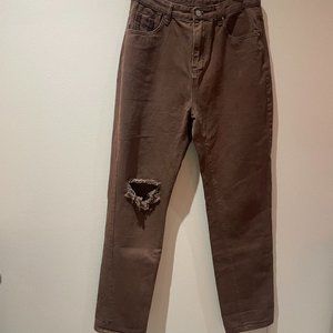 SHEIN High Waist Ripped Straight Jeans